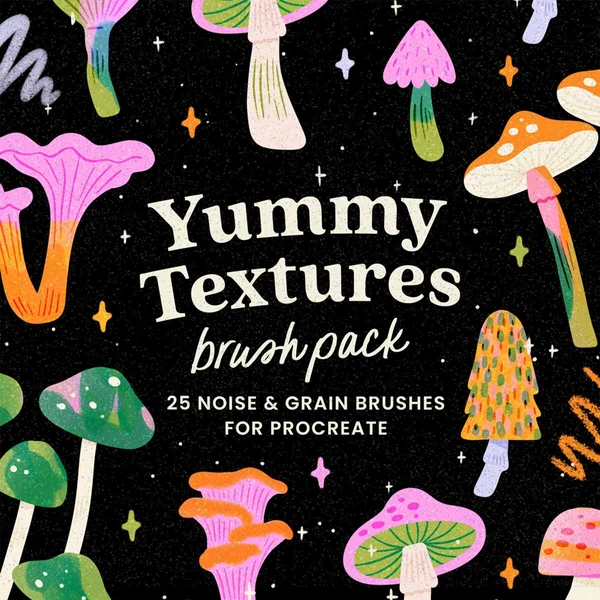Procreate Yummy Textures: Noise, Grain and Gouache Brushes