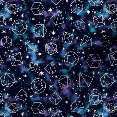 Smaller Scale Polyhedral Space Dice Fabric | Spoonflower