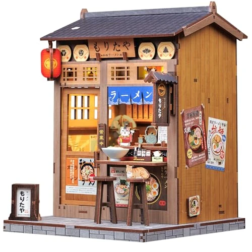 CUTEBEE Book Nook Kit Japon Style de Maison de Poupées, Puzzle 3D en Bois, Serre-Livres d'art, Kits de modèles pour Adultes à Construire, Décoration de Bibliothèque Cadeau de Vacances (Morita Ya)