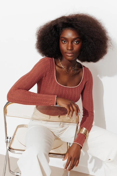 T-shirt pointelle uni Femme