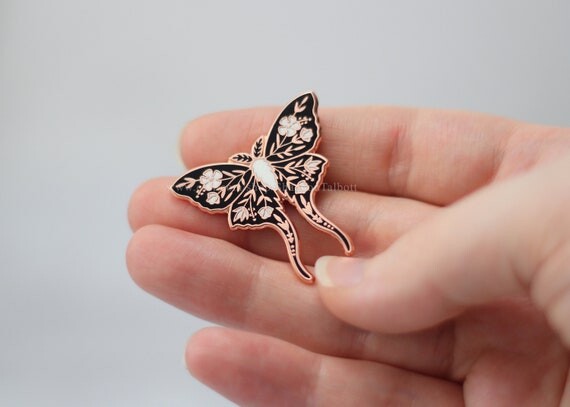 Luna Moth Enamel Pin, Butterfly Pin, Insect Bug Pin, Rose Gold Pin, Lapel Pin, Boho Pin, Gift for Friend, Gift for Coworker, Gift Under 15