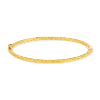 Bracelet jonc or 750 jaune croisillons | MATY
