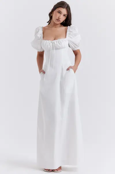 White Puff Sleeve Sundress