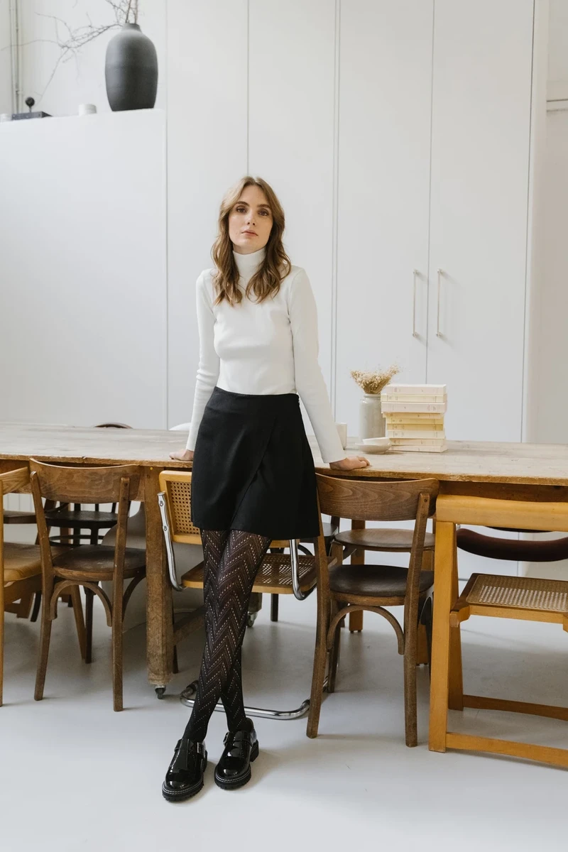 Pull col montant blanc en coton bio - rib aine Thinking Mu