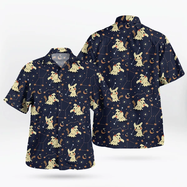 Mimikyu Night Sky Hawaiian Shirt – Pokemon Inspired Starry Aloha Style - Tropi Hawaiian Shirts