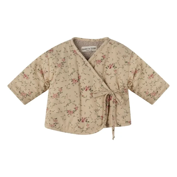 Veste Cache-Cœur Fleurie | Beige rosé