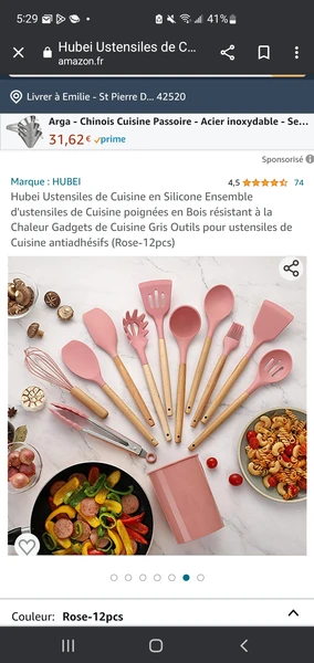 Ustensiles de cuisine rose