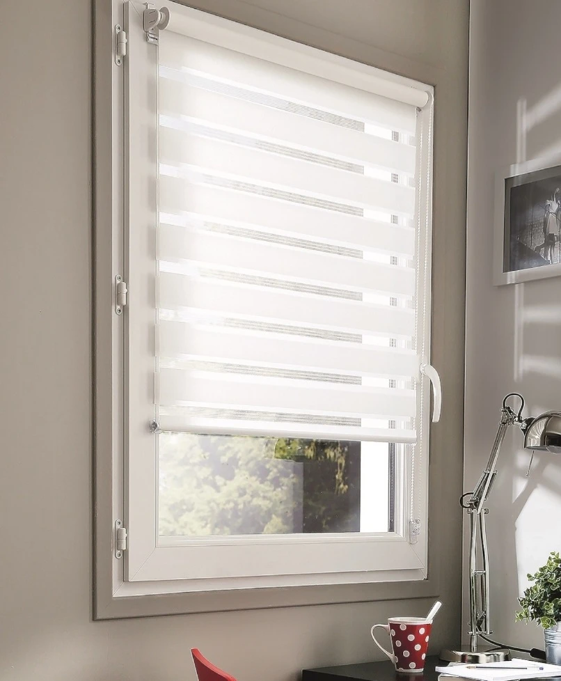 Lot de 2 stores jour/nuit sans perçage - Blanc - L66 x H160cm