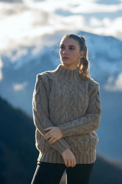 Pull Torsades Mixte Laaut Beige - Laine Française