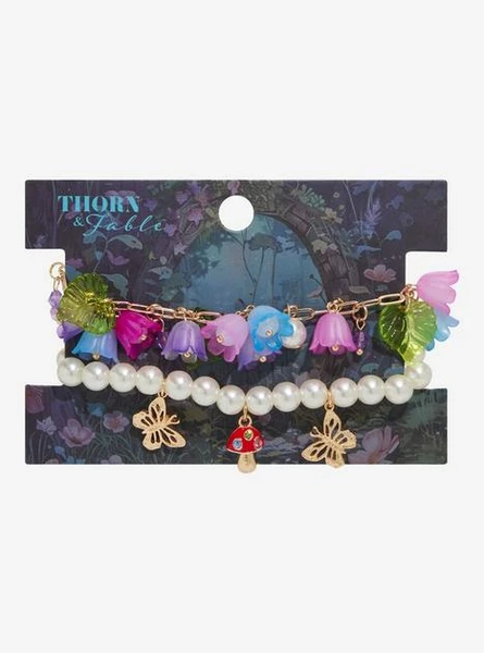 Thorn & Fable Flower Mushroom Bracelet Set