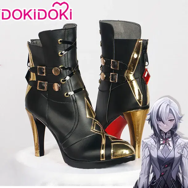 【In Stock】DokiDoki Game Genshin Impact Fontaine Fatui Harbinger Cosplay The Knave Arlecchino Shoes