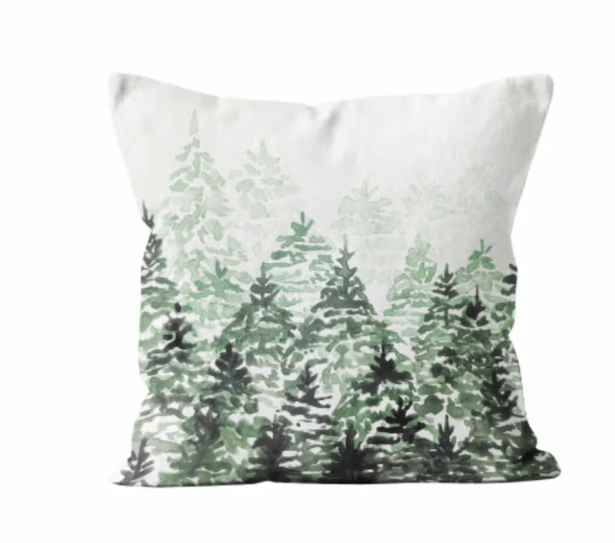 Coussin dessin velours vert 40x40cm | Maisons du Monde