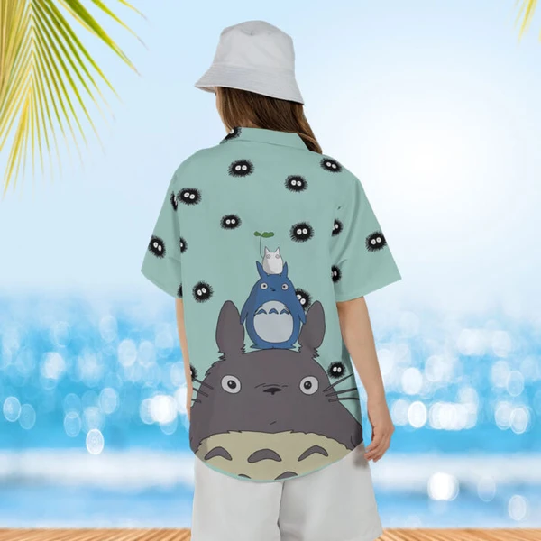 Totoro and Soot Sprites Hawaiian Shirt for Womens