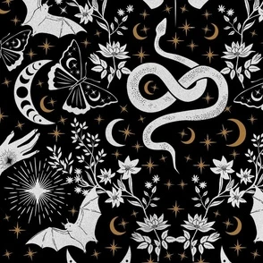 Whimsical Gothic Botanical Tale Cosmic Fabric | Spoonflower