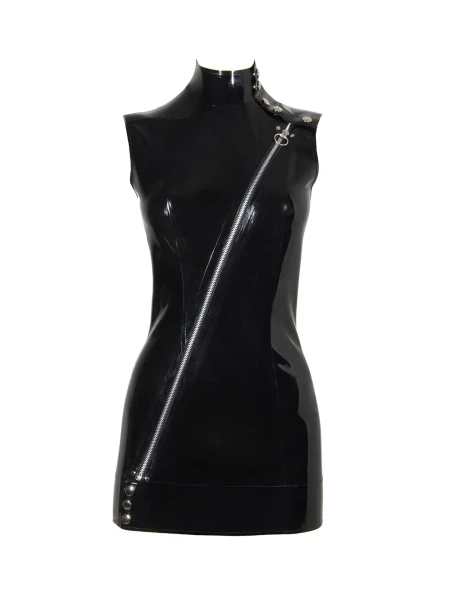Mini-robe ajustée en latex sans manches