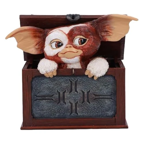 Nemesis Now Gremlins Gizmo You are Ready Figurine Gremlims Gizmo dans Une boîte en résine Marron 12,5 cm Produit sous Licence Officielle Gremlims Gizmo dans Une boîte moulée dans la résine la Plus