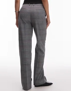 ASOS DESIGN - Pantalon de costume ajusté coupe droite décontractée à taille basse et carreaux - Noir et blanc