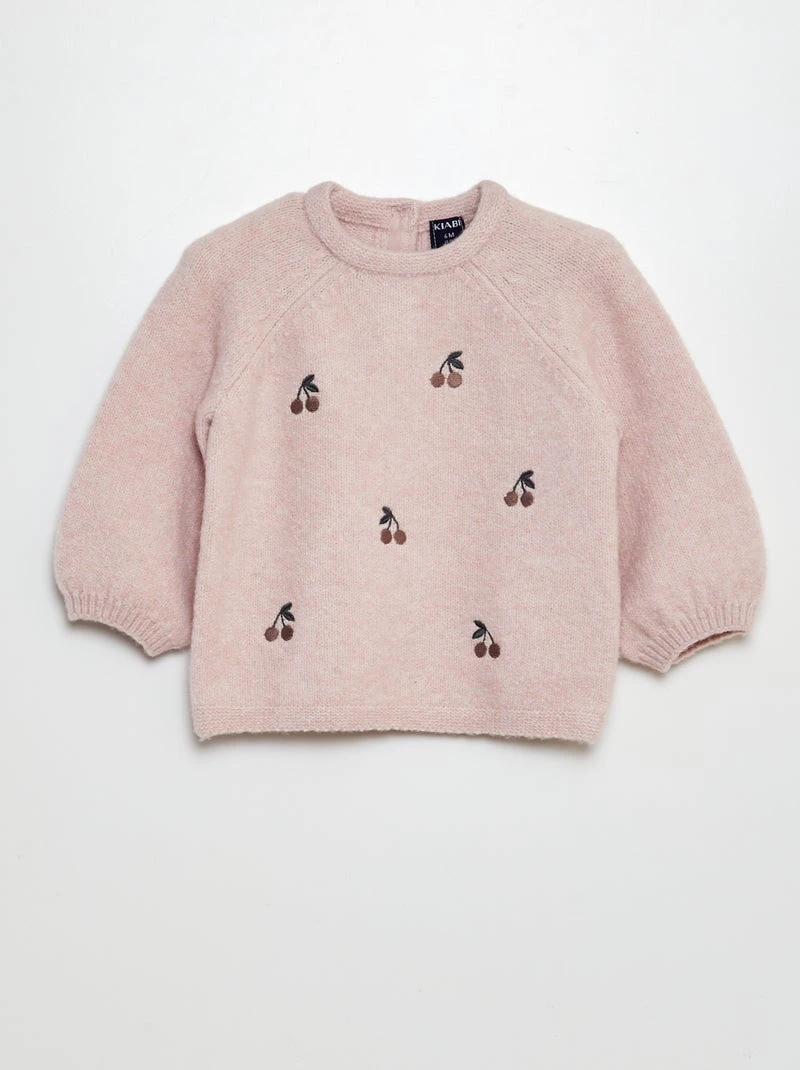 Pull en maille mousseuse avec broderies