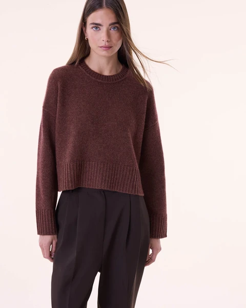 Pull Cachemire Uni Femme Marron Pecan | Kujten Cachemire