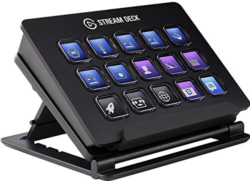 Elgato Stream Deck - Contrôleur de Création de contenus en Direct, 15 Touches LCD Personnalisables, Support Réglable, Windows 10 et macOS 10.13 ou Version Plus Récente