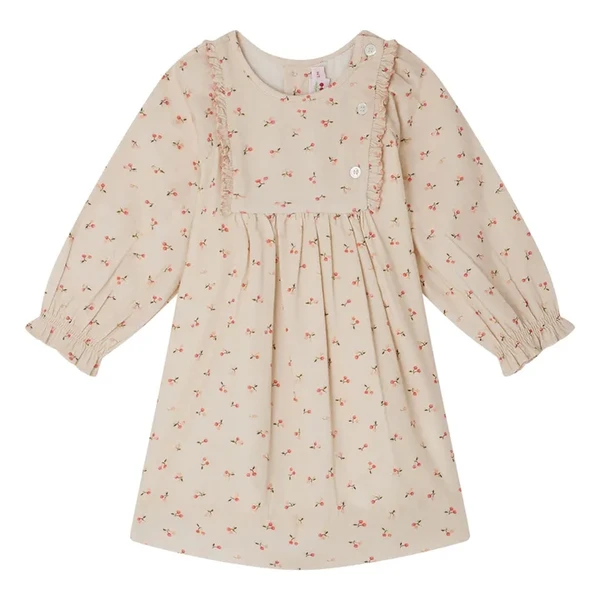 Robe Taelia à boutons nacrés | Beige
