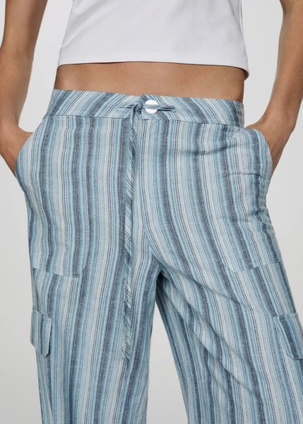 Pantalon rayures poches cargo - Femme | MANGO France métropolitaine