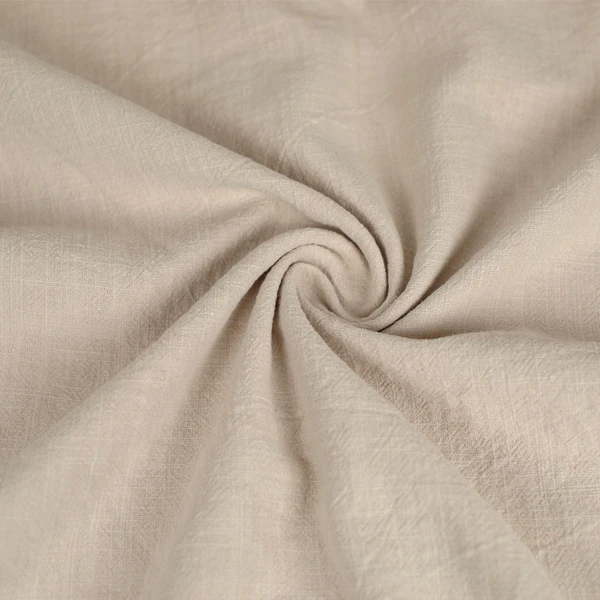 Tissu Celona lin et coton texturé - beige clair | Tissu pour couture d'habits en fibres naturelles
