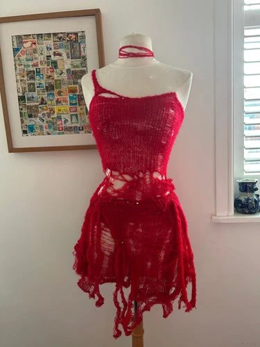 Distressed mini dress