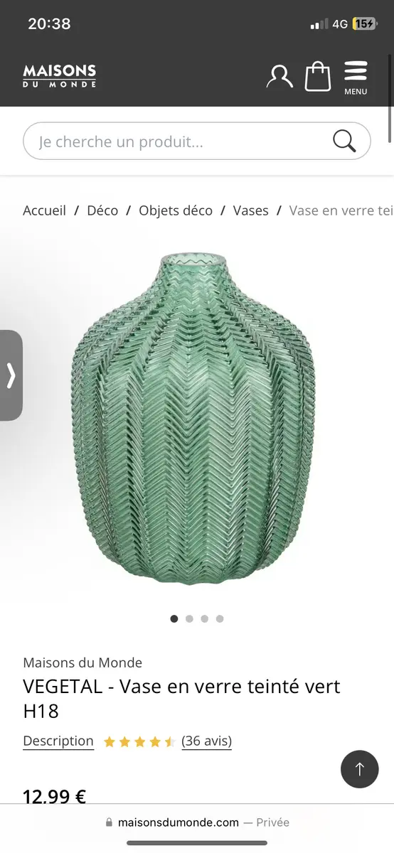 Vase en verre teinté vert H18 VEGETAL | Maisons du Monde