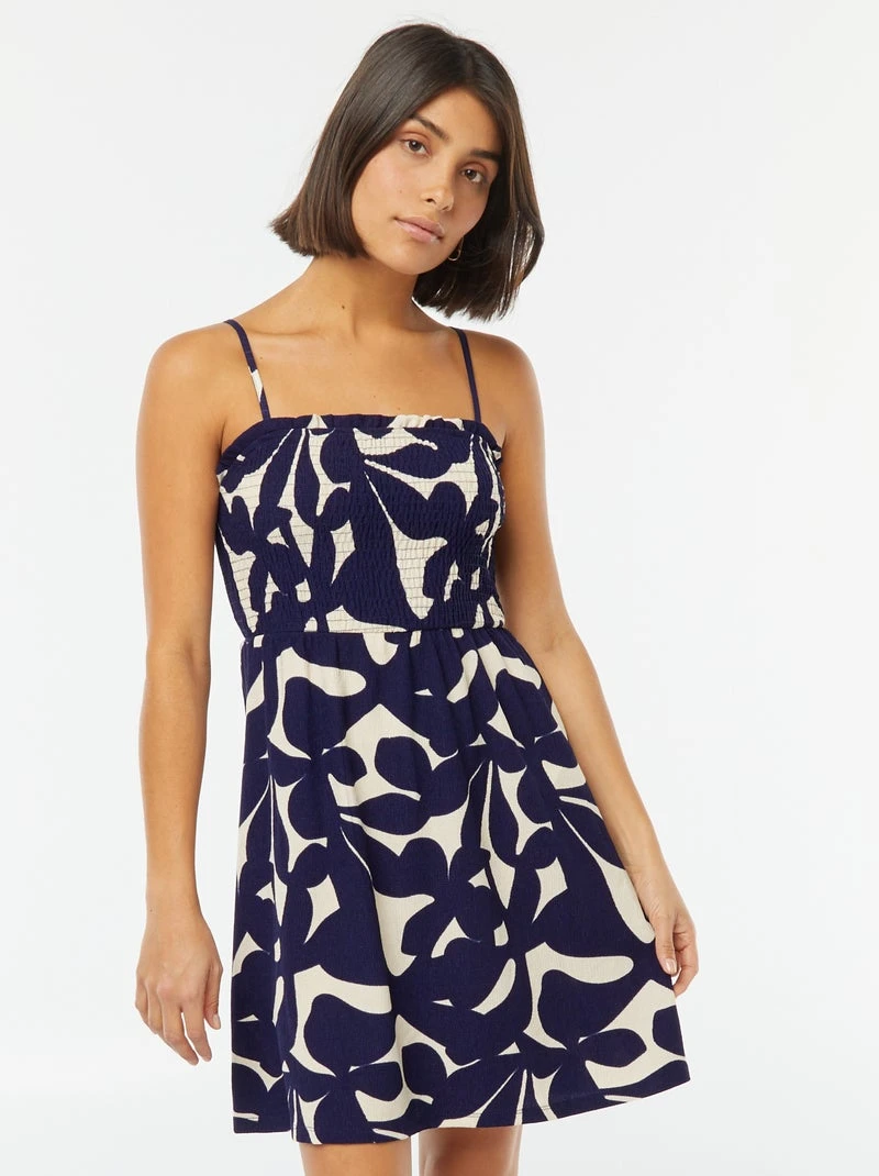Robe midi smockée à bretelles