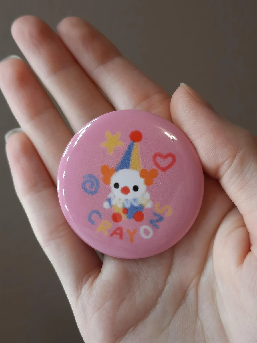 Clowncore Crayons the Clown Button Pin