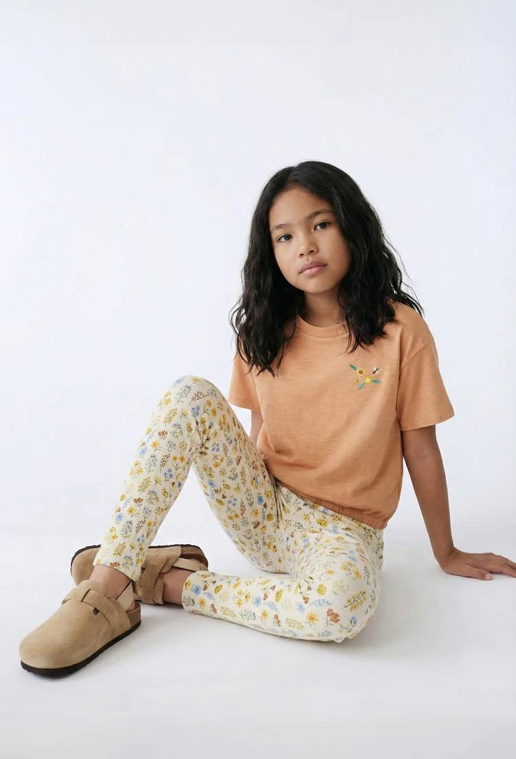 T-shirt brodé fleurs JAUNE CLAIR pour enfant MONOPRIX