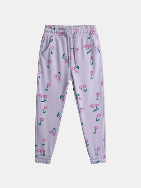Bas de jogging violet imprimé fleurs pour fille