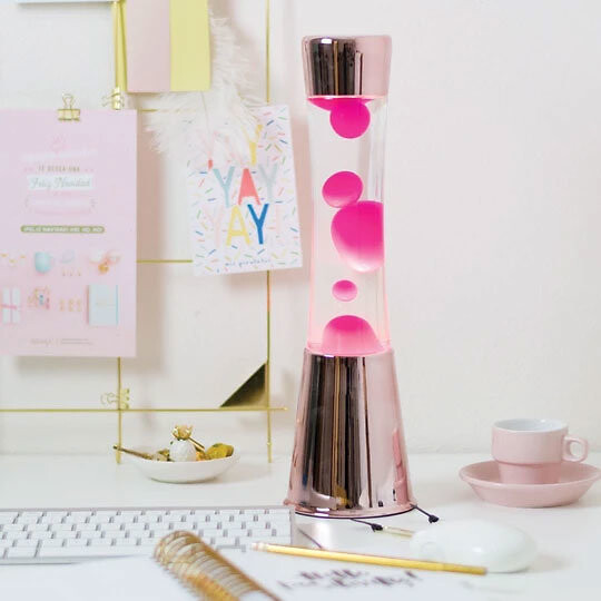 Lampe à lave 40 cm - rose gold - liquide transparent & lave magenta