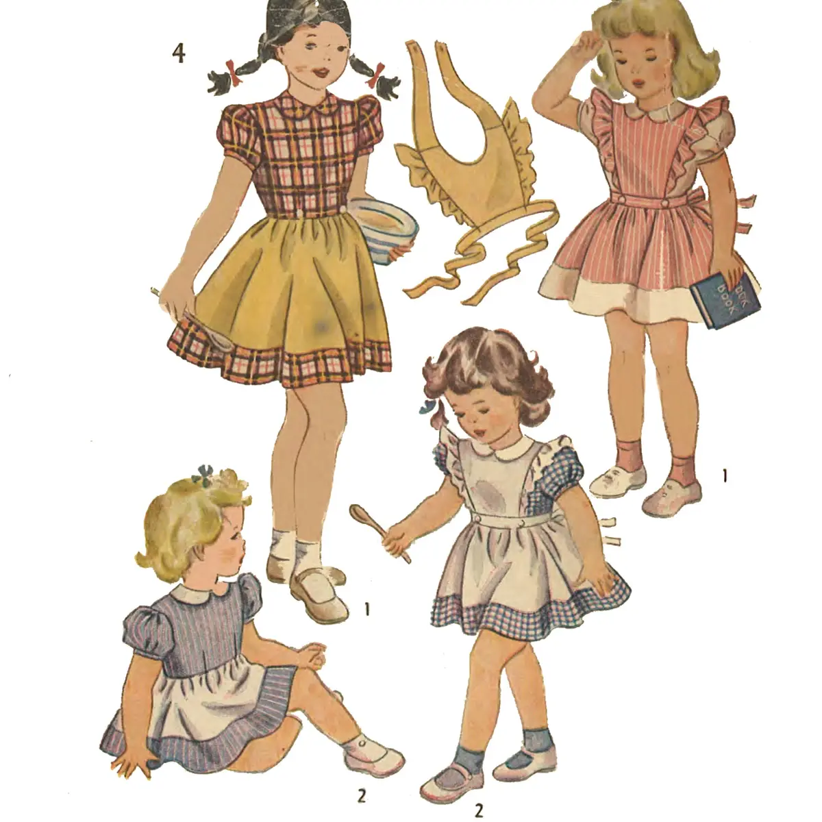 PDF - Modèle des années 1940, Ensemble robe et bavoir style Alice au pays des merveilles pour fille - Poitrine 23" (58,4 cm) - Imprimez instantanément à la maison
