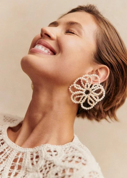 Boucles d'oreilles Juliette - Ecru - Résine - Sézane