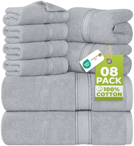 Utopia Towels - Lot de Serviettes 8 Pièces (Gris Clair)