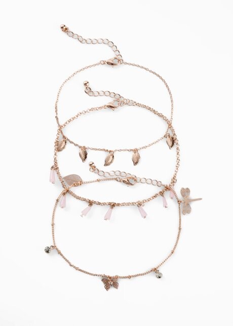 Chaînes de cheville couleur dorée rose 