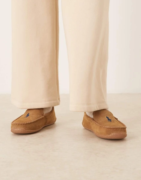 Polo Ralph Lauren - Brenan - Chaussons en daim avec logo - Fauve