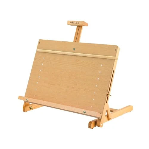 MEEDEN Grande planche à dessin en bois de hêtre massif avec cadre en H réglable pour artistes, adolescents et peintres, peut contenir une toile jusqu'à 58,4 cm de haut