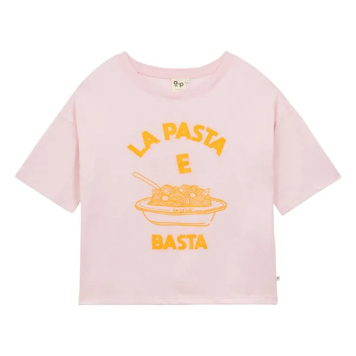 a.p - T-shirt Pasta e Basta Coton Bio - Rose poudré | Smallable
