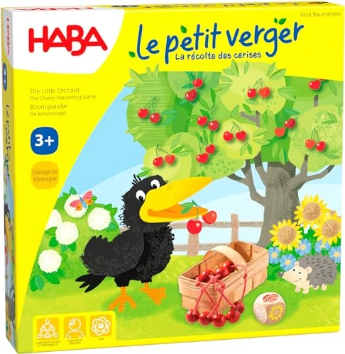 HABA - Petit Verger - Jeu de Société Coopératif pour Enfant-Jeu de Dés et de Mémoire - Favorise la Reconnaissance des Couleurs et l'esprit d'équipe - 3 Ans - 003460