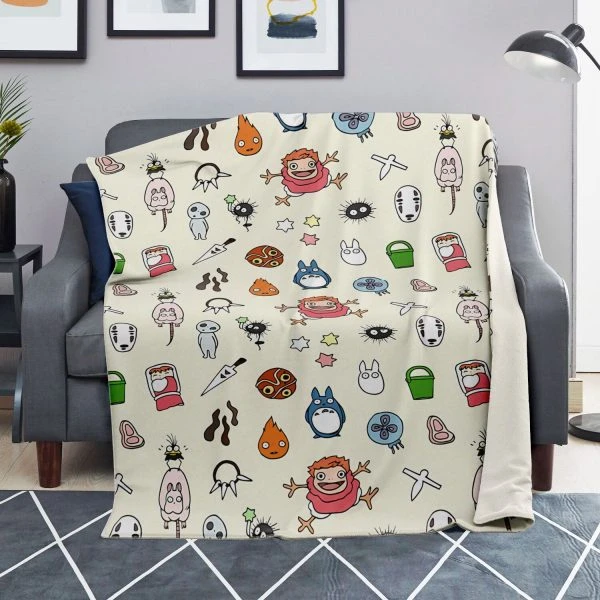 Ghibil Main Mini Characters In Blanket | Ghibli Merch Store
