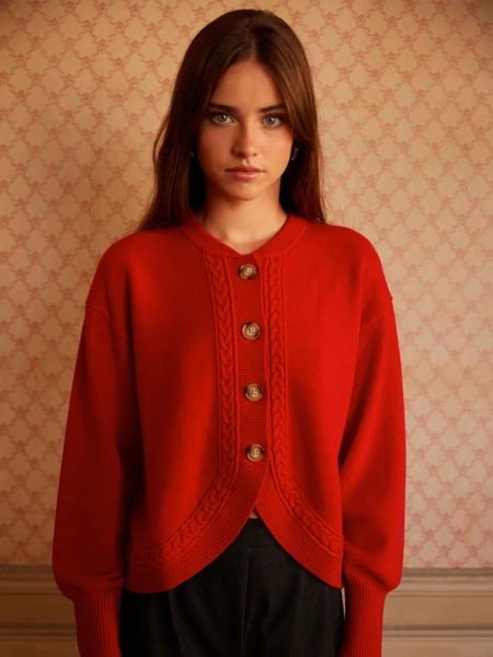 Victoire - Cardigan en cachemire 4 fils col teddy navy pour femme