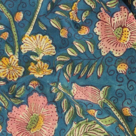Tissu indien Munsiyari - bleu