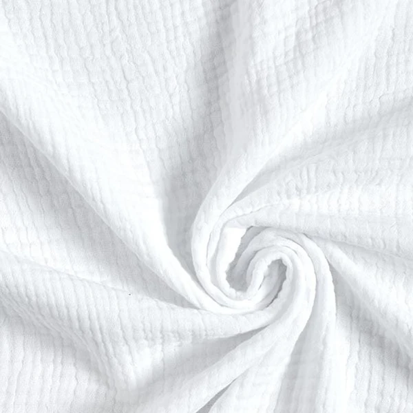GOTS Tissu triple gaze de coton – blanc - Idéal pour Décoration pour enfants