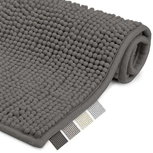 Beautissu Tapis de Bain Antiderapant 50x80 cm Chenille Tapis Salle de Bain Absorbant – Tapis de Bain Moelleux Tapis de Douche – Tapis Sortie de Douche Tapis de Bain Anthracite – BeauMare WR