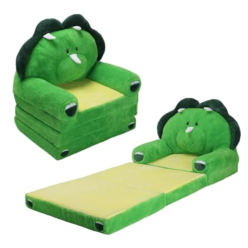 decalsweet Canapé Pliant Enfants Canapé Dossier Fauteuil Convertible 2 en 1,Canapé Chaise Comfy Soft Fermeture Éclair,Canapé-Lit Stable Chambre à Coucher,Salon et Salle de Jeux,Dinosaures WX-A-0092