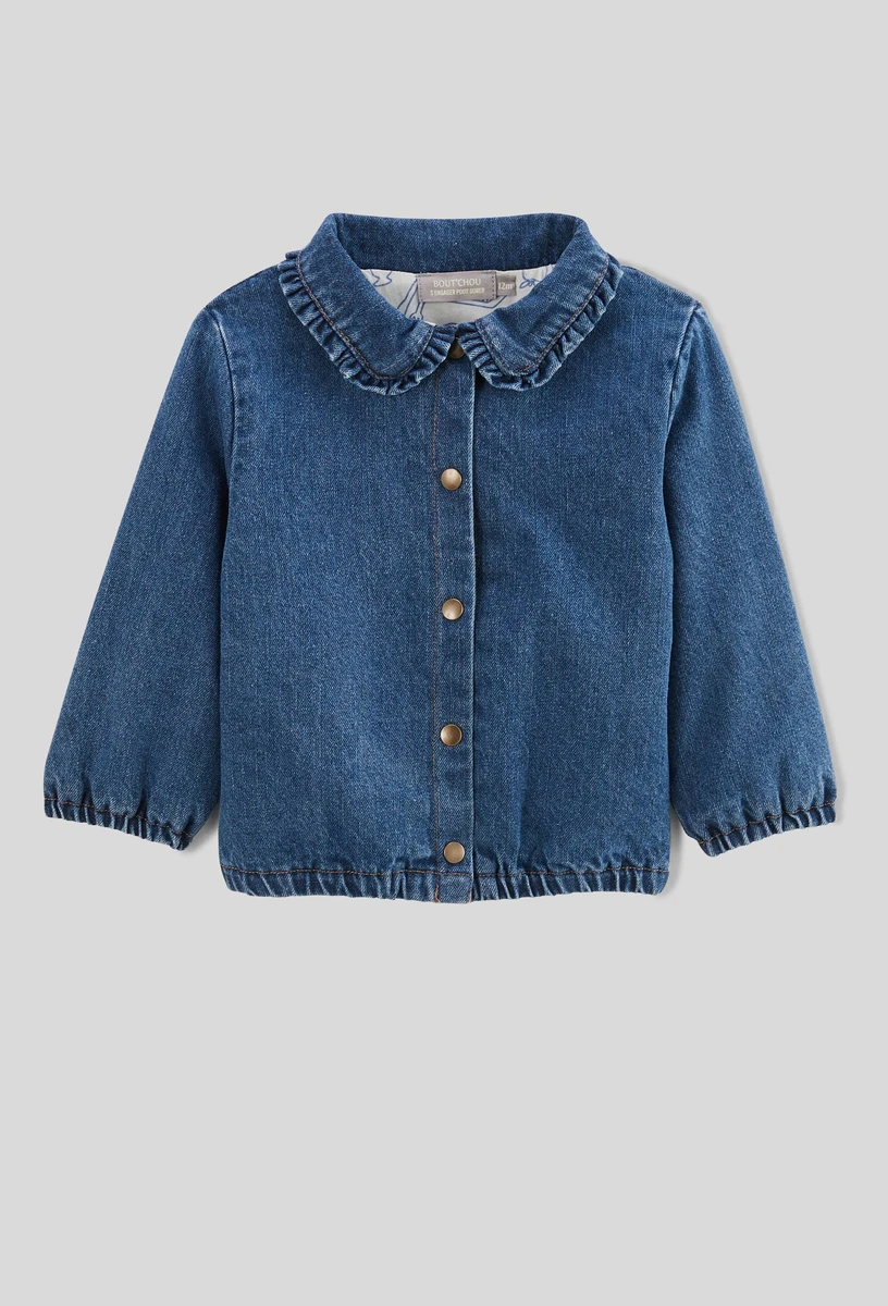 Veste denim avec doublure en jersey imprimée en coton