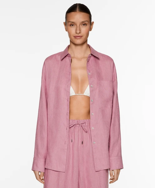 Chemise à manches longues 100 % lin